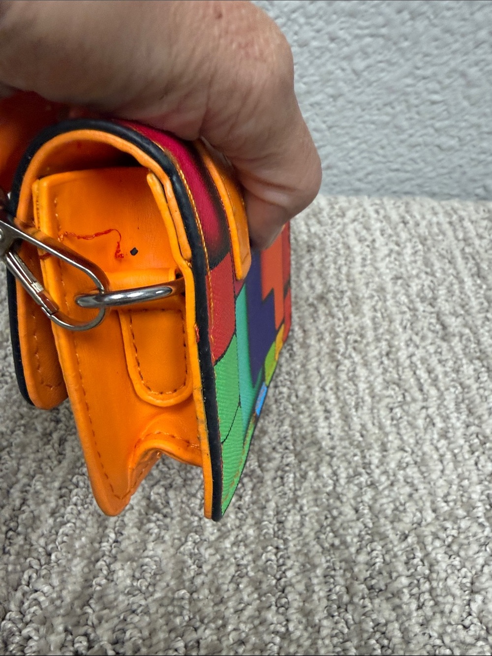 Source Unknown Orange Multicolor Mini Crossbody with Chunky Chain - Picture 8 of 11